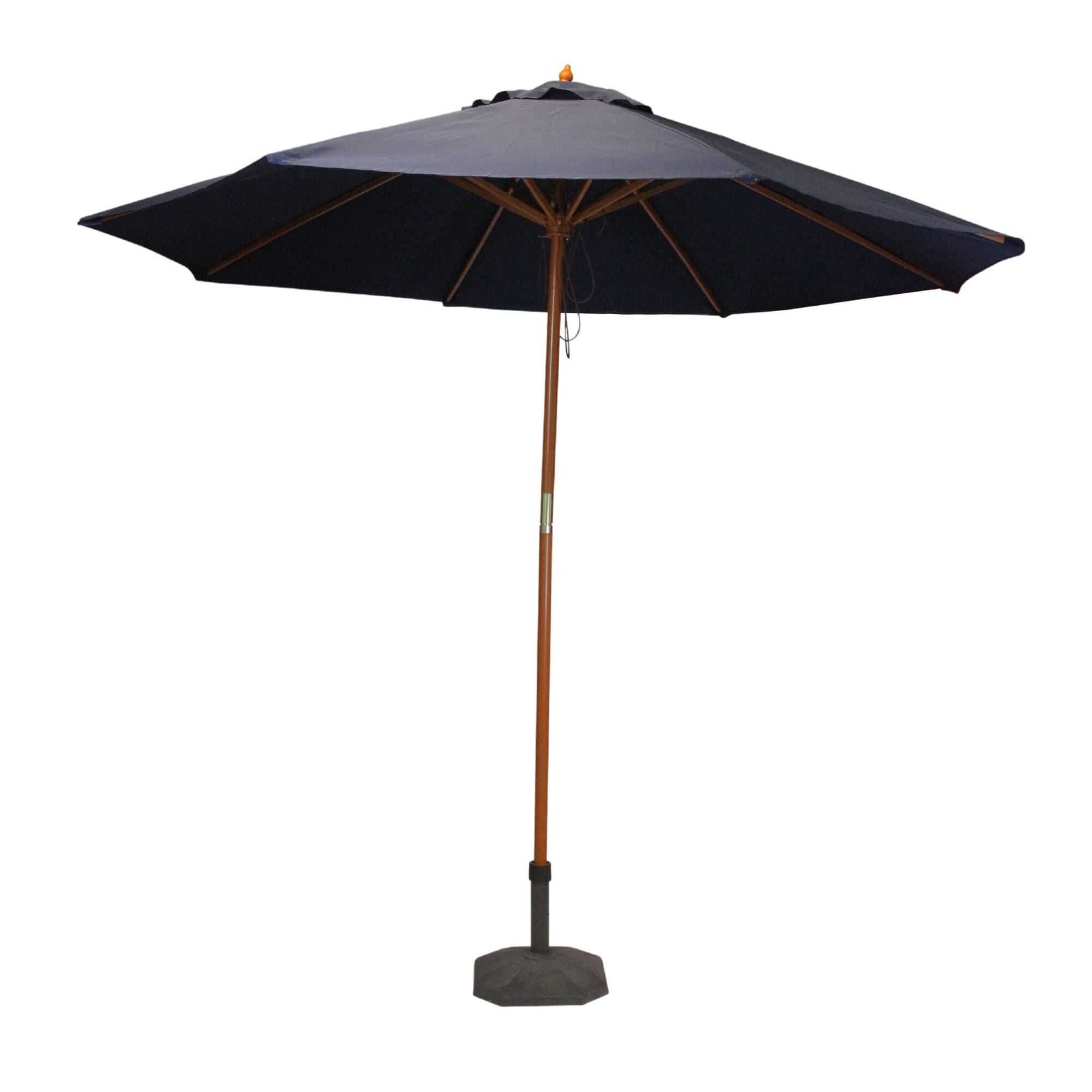 9ft. Navy Blue & Cherry Wood Outdoor Patio Market Umbrella